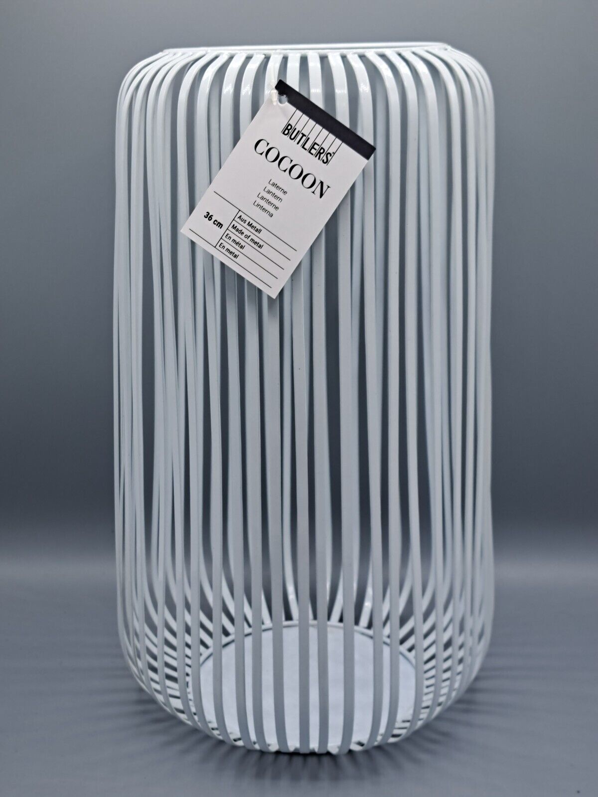 Butlers Cocoon Laterne 25 cm aus Metall weiß